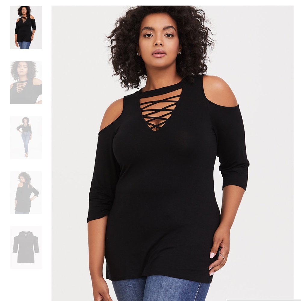 Lattice Cold Shoulder Tee